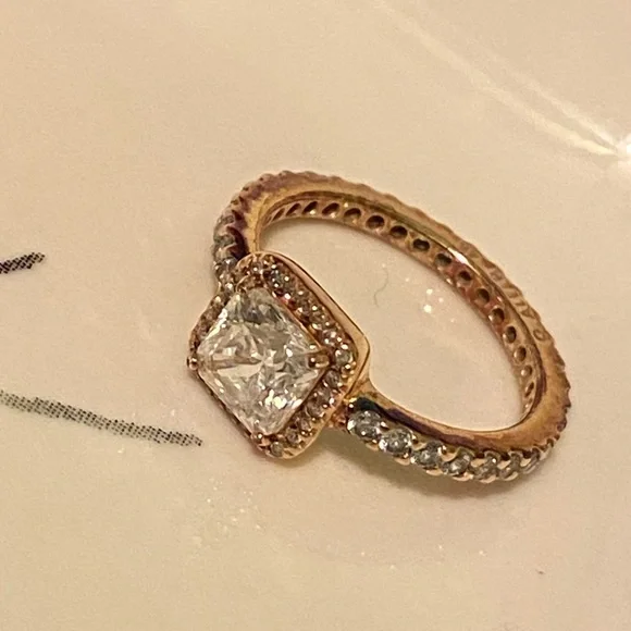 Pandora Rose Gold Square Sparkle Halo Ring - Picture 5 of 5